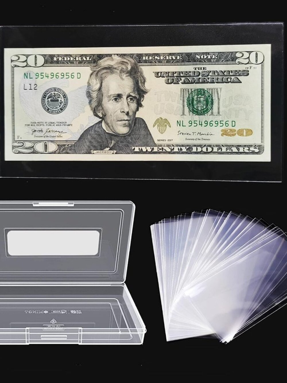 Dollar Bill Holders for Collectors,100 Pack Paper Money Sleeves